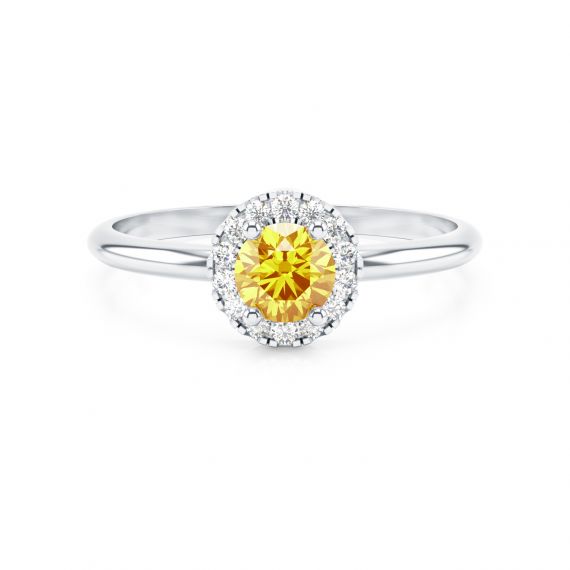 Solitaire entouré Grace en Argent Citrine et Diamant 1