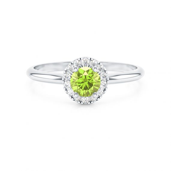 Solitaire entouré Grace en Argent Peridot et Diamant 1