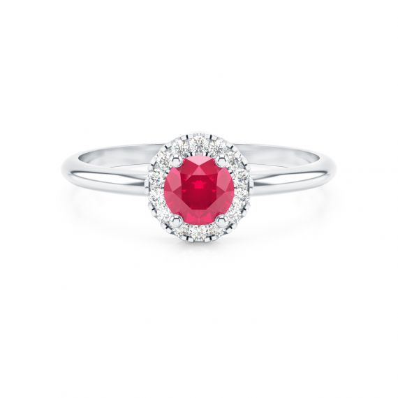 Solitaire entouré Grace en Argent Rubis et Diamant 1