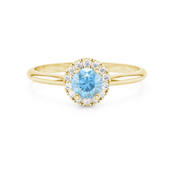 Solitaire entouré Grace en Or Jaune 18 cts Topaze et Diamant 1