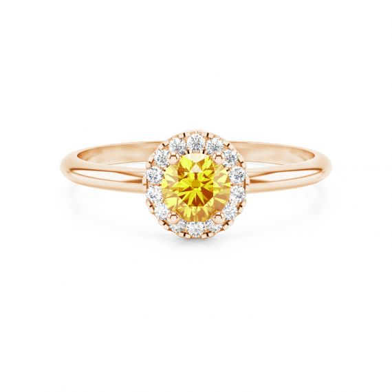 Solitaire entouré Grace en Or Rose 18 cts Citrine et Diamant 1