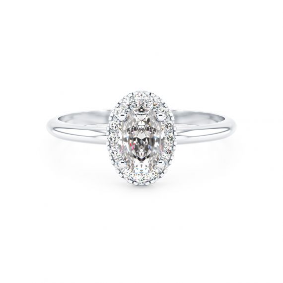 Solitaire entouré Grace Ovale en Argent Moissanite 1