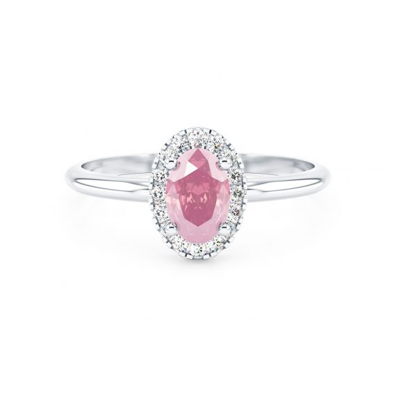 Solitaire entouré Grace Ovale en Argent Tourmaline et Diamant 1