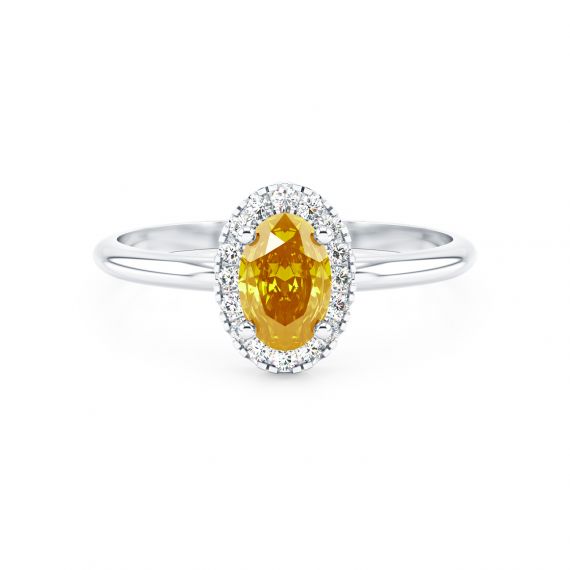 Solitaire entouré Grace Ovale en Or Blanc 18 cts Citrine 1