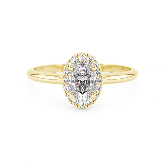 Solitaire entouré Grace Ovale en Or Jaune 18 cts Moissanite 1