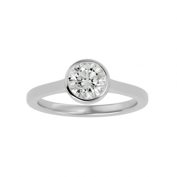 Bague Solitaire Serti Clos Femme Lina en Or Blanc 18 cts, Moissanite 1