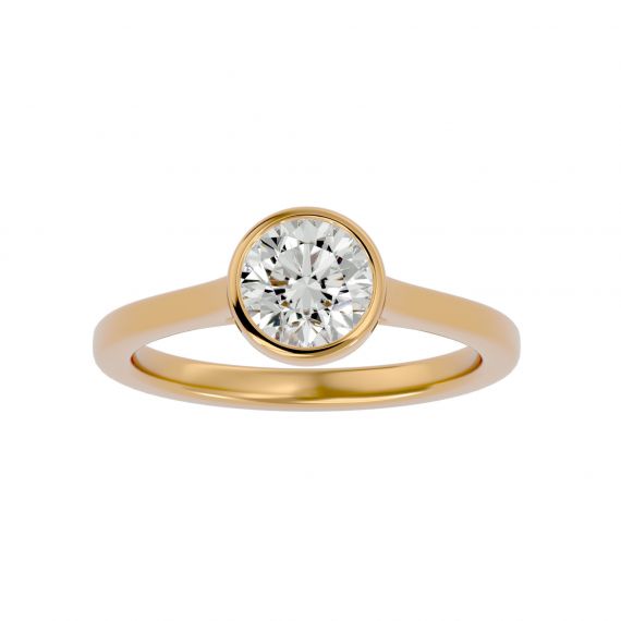 Bague Solitaire Serti Clos Femme Lina en Or Jaune 18 cts, Moissanite 1