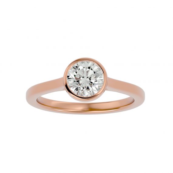 Bague Solitaire Serti Clos Femme Lina en Or Rose 18 cts, Moissanite 1