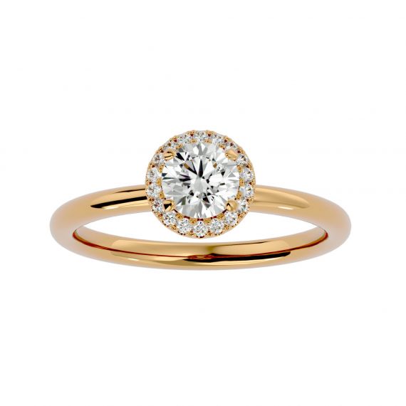 Bague Halo Simple Femme Lucie en Or Jaune 18 cts, Moissanite 1