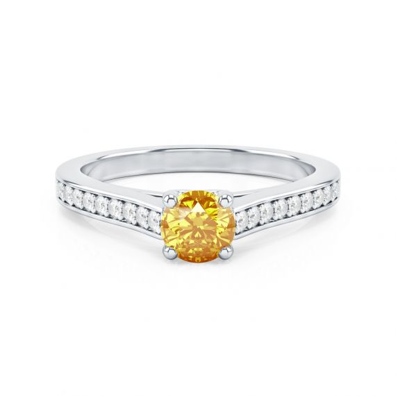 Solitaire Pavé Passion en Argent, Citrine et Diamant 1