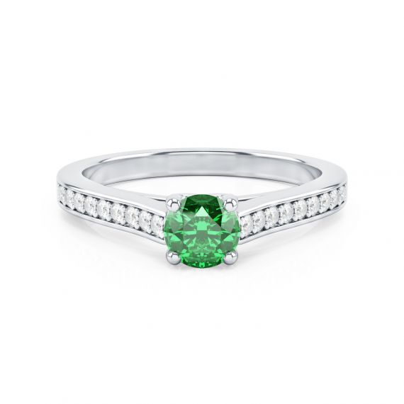 Solitaire Pavé Passion en Argent, Emeraude et Diamant 1