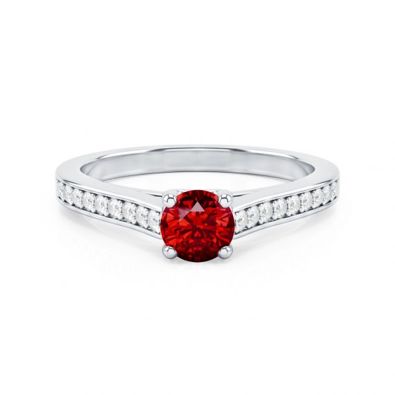 Solitaire Pavé Passion en Argent, Grenat et Diamant 1