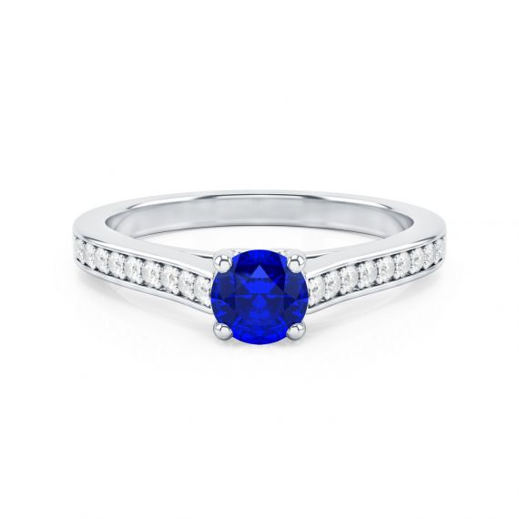 Solitaire Pavé Passion en Or Blanc 18 cts Saphir et Diamant 1