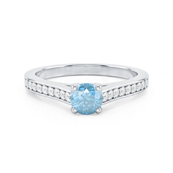 Solitaire Pavé Passion en Or Blanc 18 cts Topaze et Diamant 1