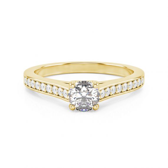 Solitaire Pavé Passion en Or Jaune 18 cts Moissanite 1