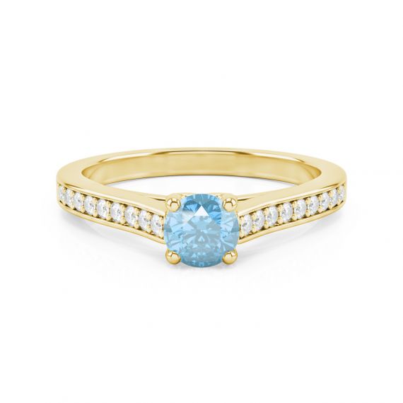 Solitaire Pavé Passion en Or Jaune 18 cts Topaze et Diamant 1