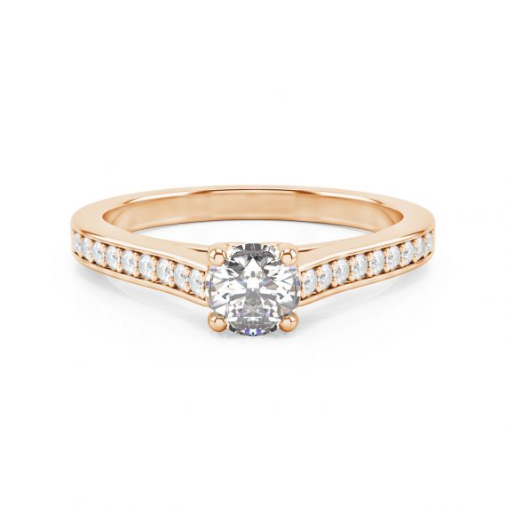 Solitaire Pavé Passion en Or Rose 18 cts Diamant 1