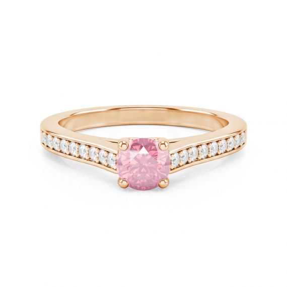 Solitaire Pavé Passion en Or Rose 18 cts Tourmaline et Diamant 1