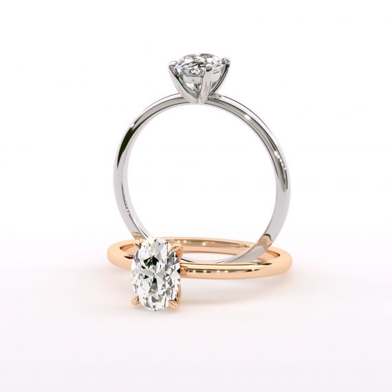 Bague Solitaire Femme Princesse Ovale en Or Blanc 18 cts, Moissanite 1