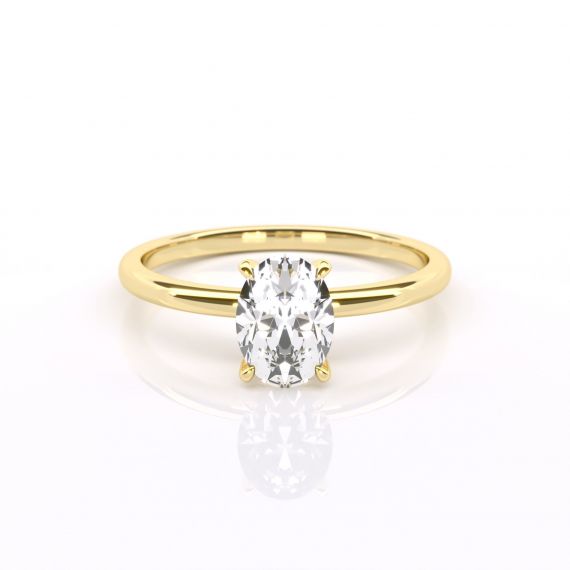 Bague Solitaire Femme Princesse Ovale en Or Jaune 18 cts, Moissanite 1