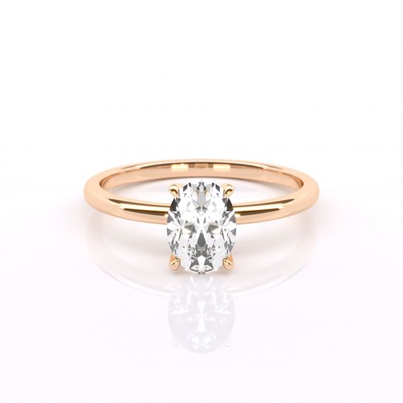 Bague Solitaire Femme Princesse Ovale en Or Rose 18 cts, Moissanite 1