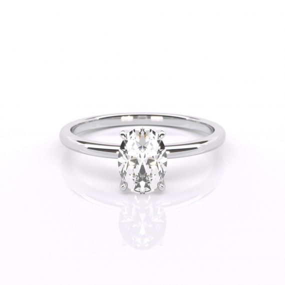 Bague Solitaire Femme Princesse Ovale en Platine, Moissanite 1