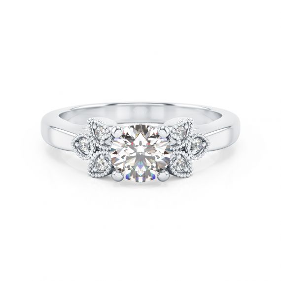 Bague Originale Tiana en Or Blanc 18 cts  Moissanite 1