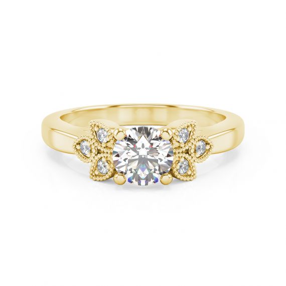 Bague Originale Tiana en Or Jaune 18 cts Moissanite 1