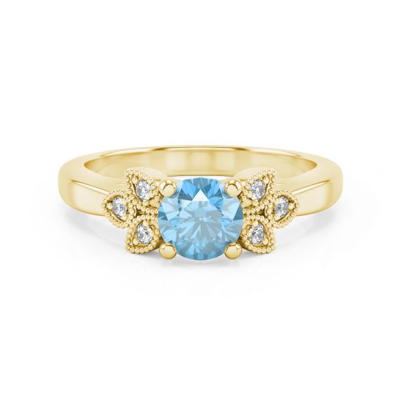 Bague Originale Tiana en Or Jaune 18 cts Topaze et Diamant 1