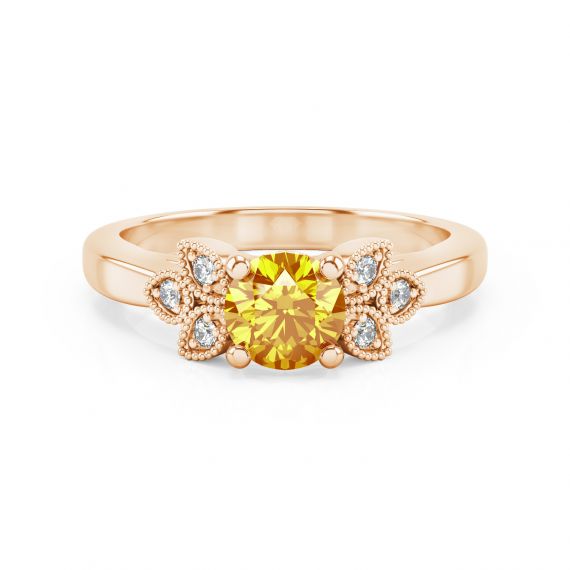 Bague Originale Tiana en Or Rose 18 cts Citrine et Diamant 1