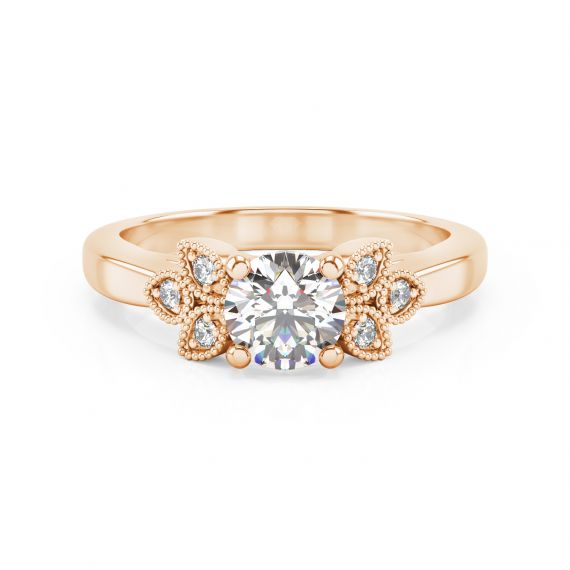 Bague Originale Tiana en Or Rose 18 cts Moissanite 1