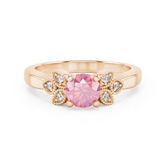 Bague Originale Tiana en Or Rose 18 cts Tourmaline et Diamant 1