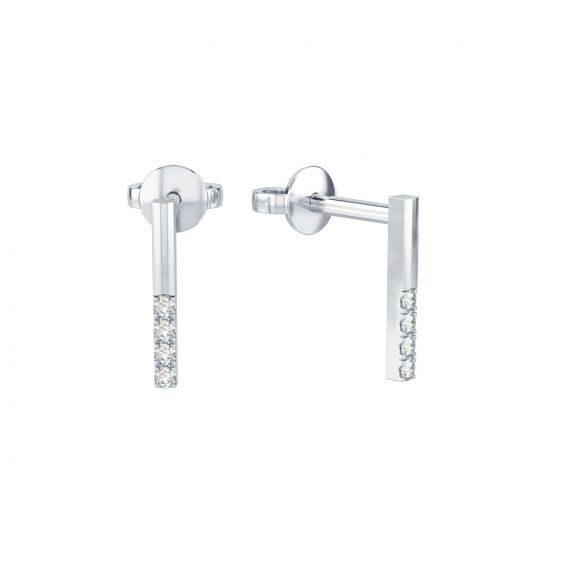 Boucles d'oreilles Barrette en Argent, Diamants 1