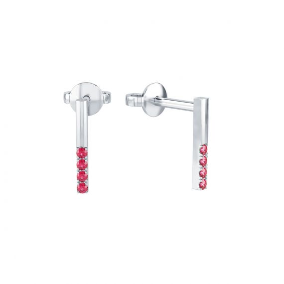 Boucles d'oreilles Barrette en Argent, Rubis 1