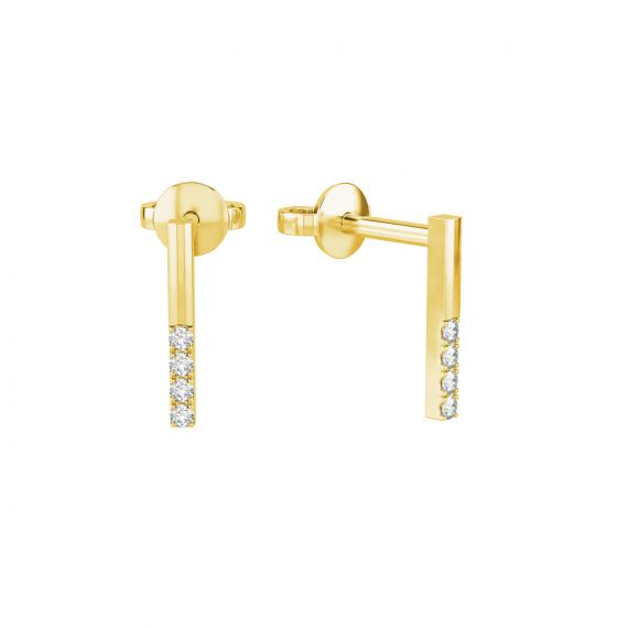 Boucles d'oreilles Barrette en Or Jaune 18 cts, Diamants 1