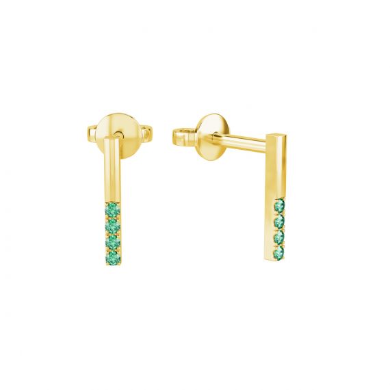 Boucles d'oreilles Barrette en Or Jaune 18 cts, Emeraudes 1