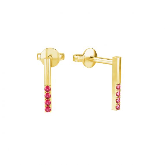 Boucles d'oreilles Barrette en Or Jaune 18 cts, Rubis 1