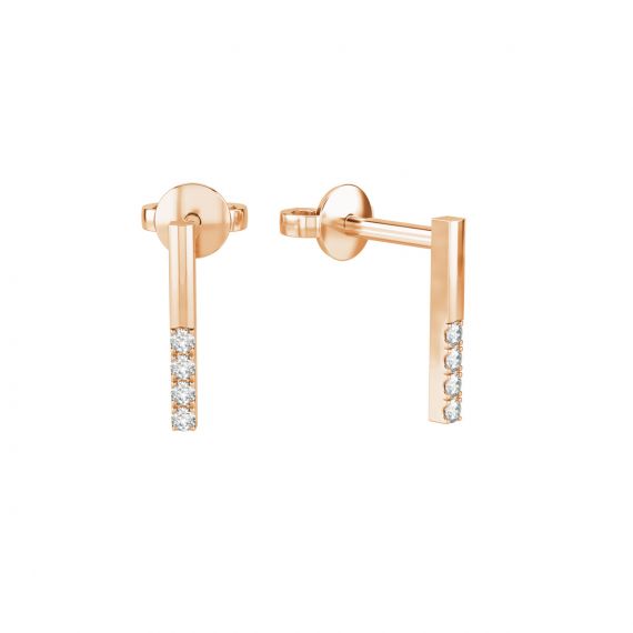 Boucles d'oreilles Barrette en Or Rose 18 cts, Diamants 1