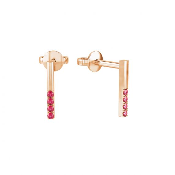 Boucles d'oreilles Barrette en Or Rose 18 cts, Rubis 1