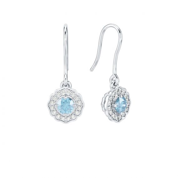 Boucles d'oreilles Belle en Argent Aigue Marine et Diamant 1