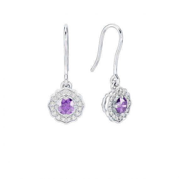 Boucles d'oreilles Belle en Argent Améthyste et Diamant 1