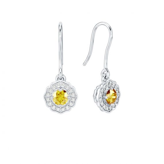 Boucles d'oreilles Belle en Argent Citrine et Diamant 1