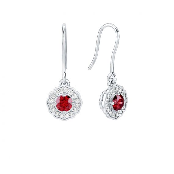 Boucles d'oreilles Belle en Argent Grenat et Diamant 1