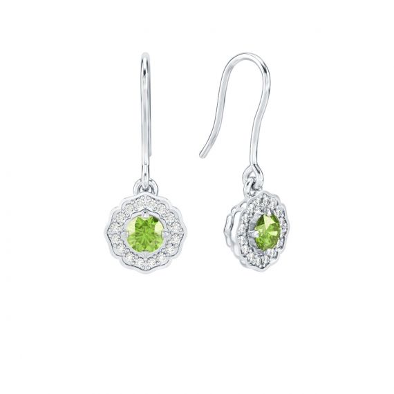 Boucles d'oreilles Belle en Argent Peridot et Diamant 1