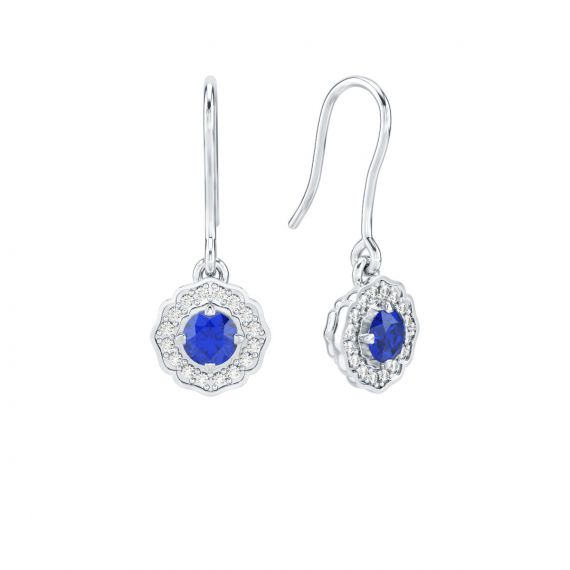 Boucles d'oreilles Belle en Argent Saphir et Diamant 1