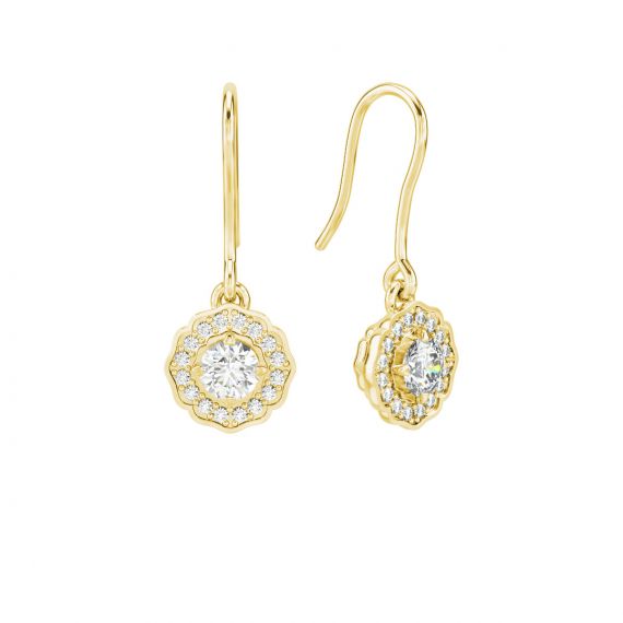 Boucles d'oreilles Belle en Or Jaune 18 cts Diamant 1