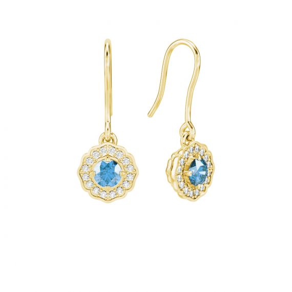 Boucles d'oreilles Belle en Or Jaune 18 cts Topaze et Diamant 1