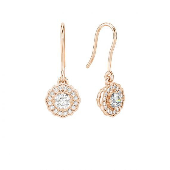 Boucles d'oreilles Belle en Or Rose 18 cts Diamant 1