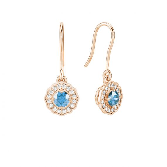 Boucles d'oreilles Belle en Or Rose 18 cts Topaze et Diamant 1