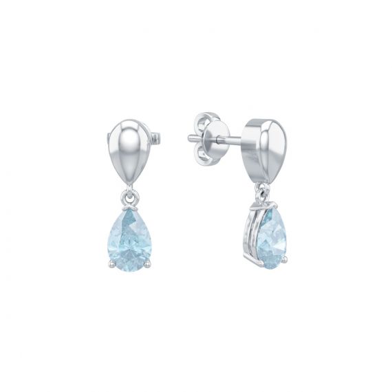 Boucles d'oreilles Dualité en Argent, Aigue Marine 1